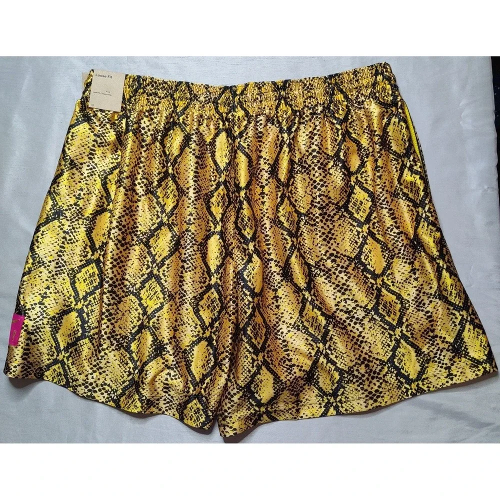 NIKE FLY Women 2XL Vivid Sulfur DRI-FIT Loose Snake Print Basketball Shorts NEW‎